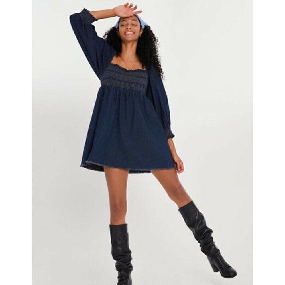 NEW FREE PEOPLE THIS IS EVERYTHING DENIM MINI DRES